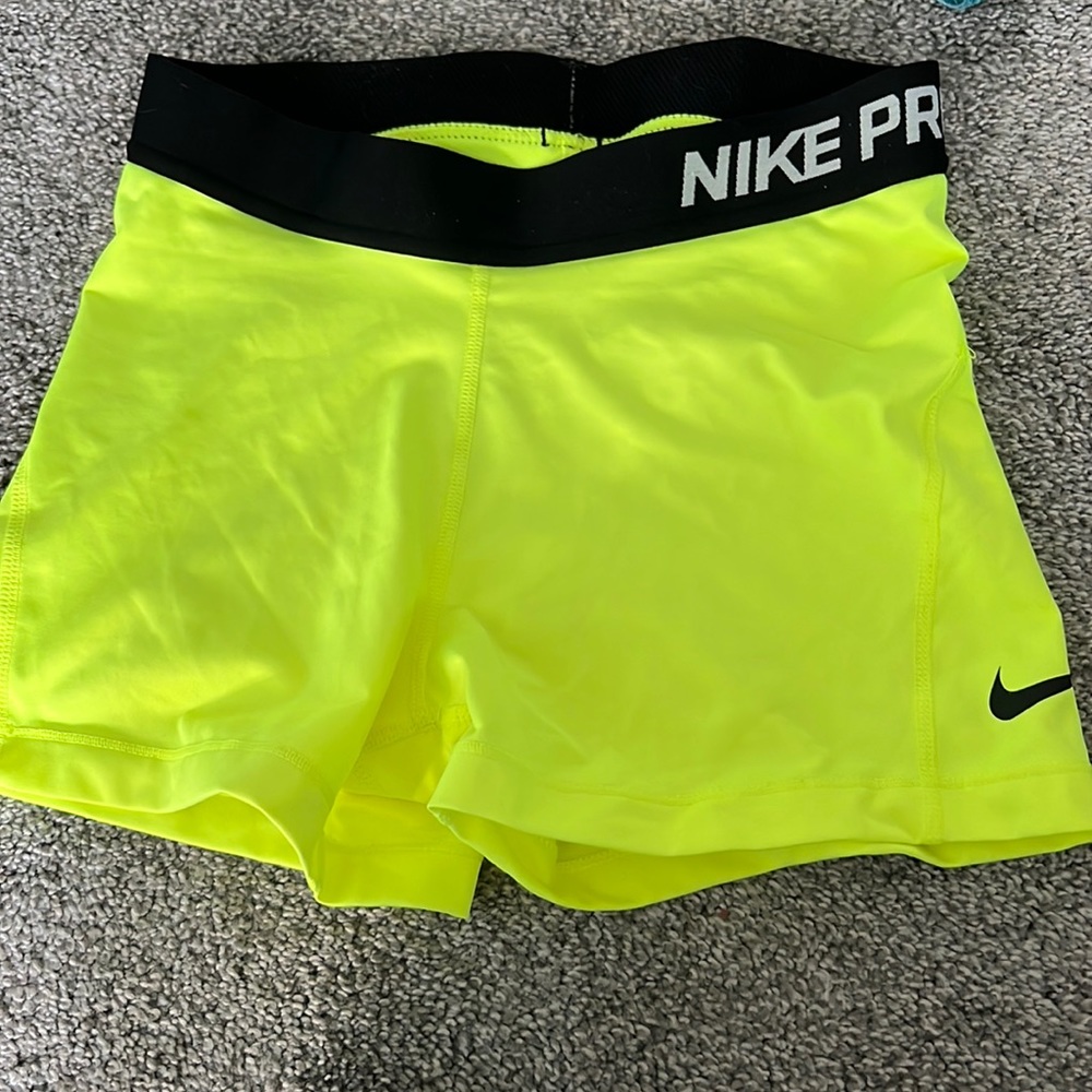 Nike Pro Women's Neon Yellow Athletic Training Shorts
